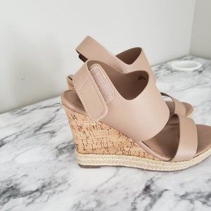 Charles David Nude Cork Wedge Sandals. Sz 7.5